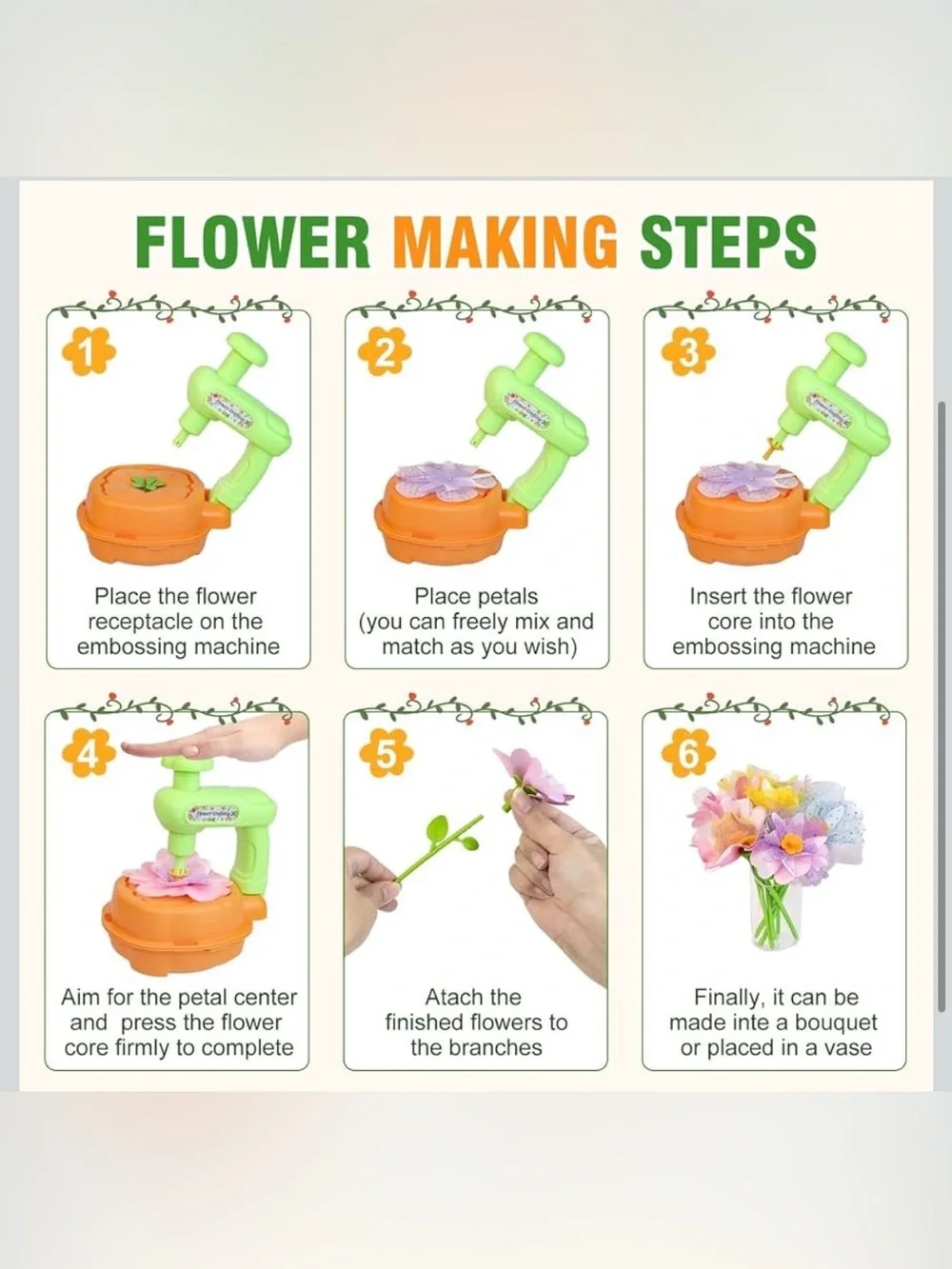 EZBIORT Educational Activity Fabric Flower Craft, DIY Craft Kits Toys for Kids 4